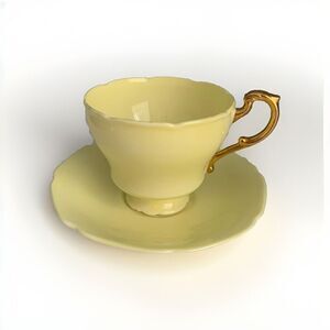 Paragon Yellow Teacup & Saucer Double Warrant Demitasse Gold HM Queen Vintage